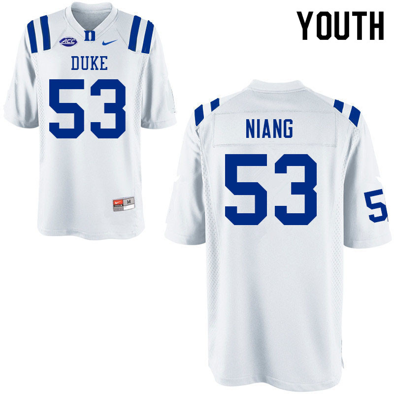 Youth #53 Ethan Niang Duke Blue Devils College Football Jerseys Sale-White